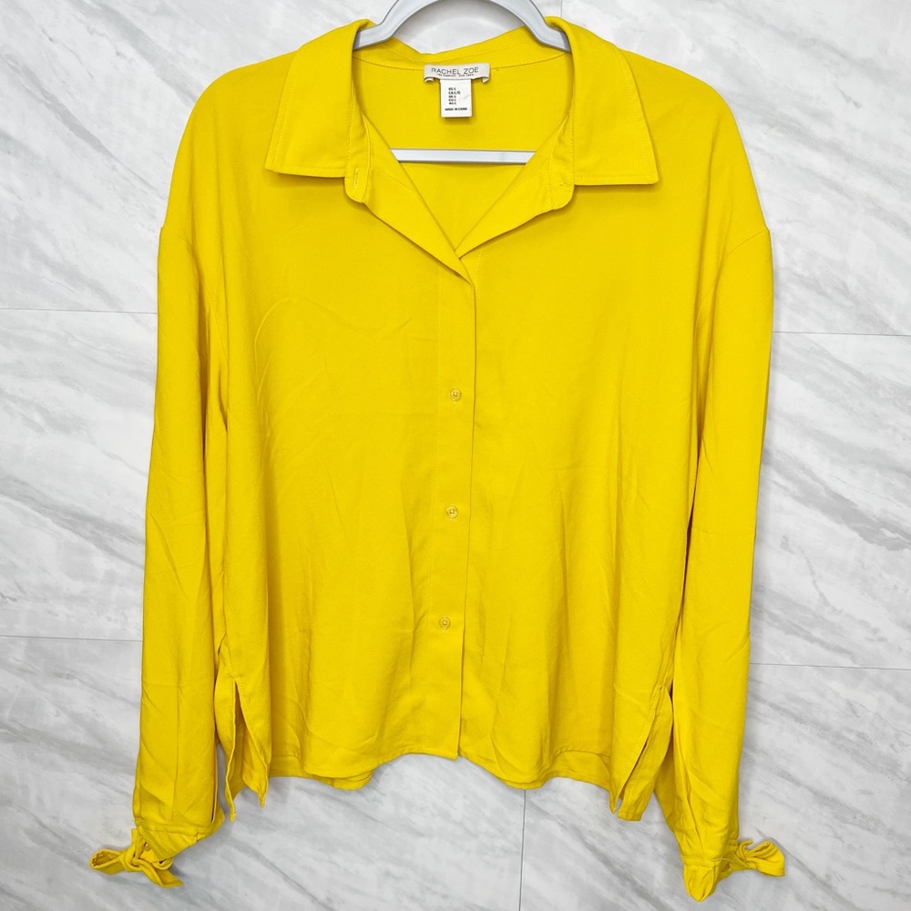 Rachel Zoe Yellow Mustard Casual Top Large